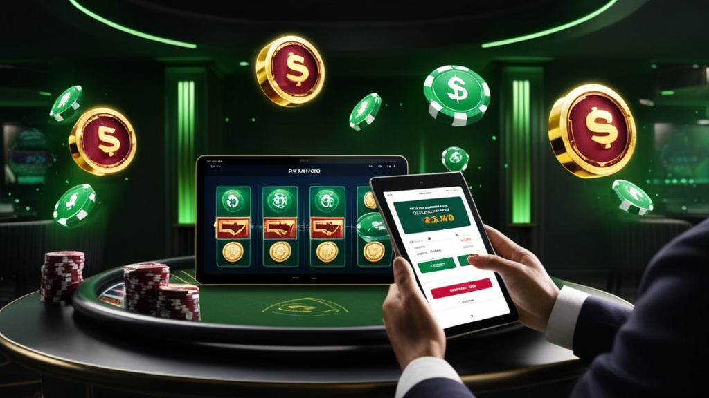 Speler vergelijkt verschillende bonusvormen op een tablet in een casino